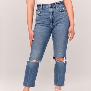 Abercrombie ultra high rise ankle straight jean